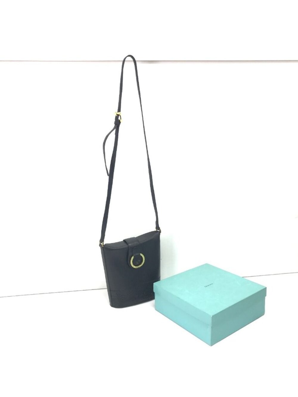 Tiffany & Co Shoulder Bag Perforated Leather Black